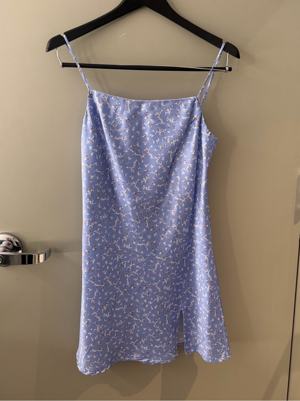 Hello Molly Small Light Blue Floral Slip Dress with Side Slit